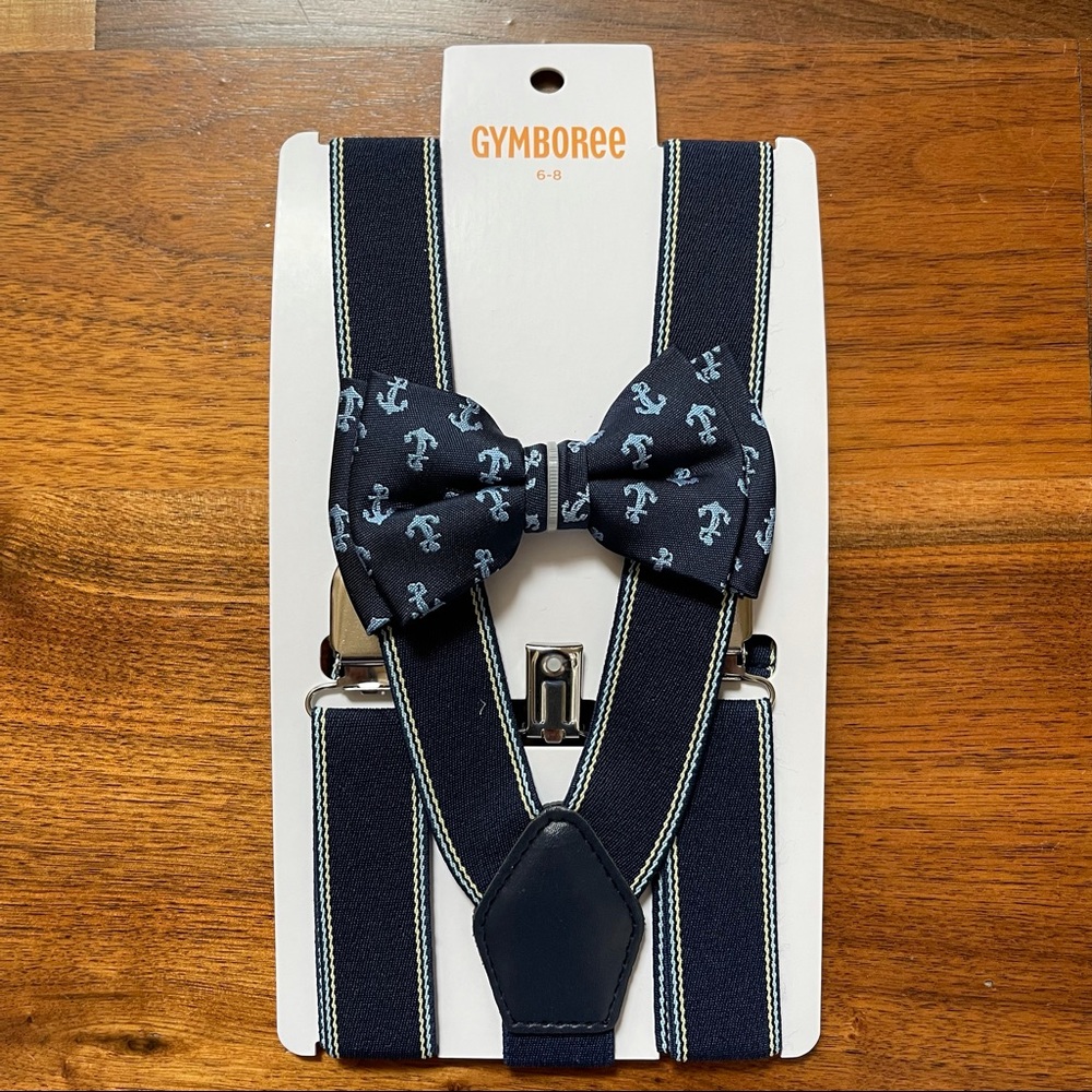 Gymboree Bow Tie and Suspenders Set in Spring Jubilee Size 6-8